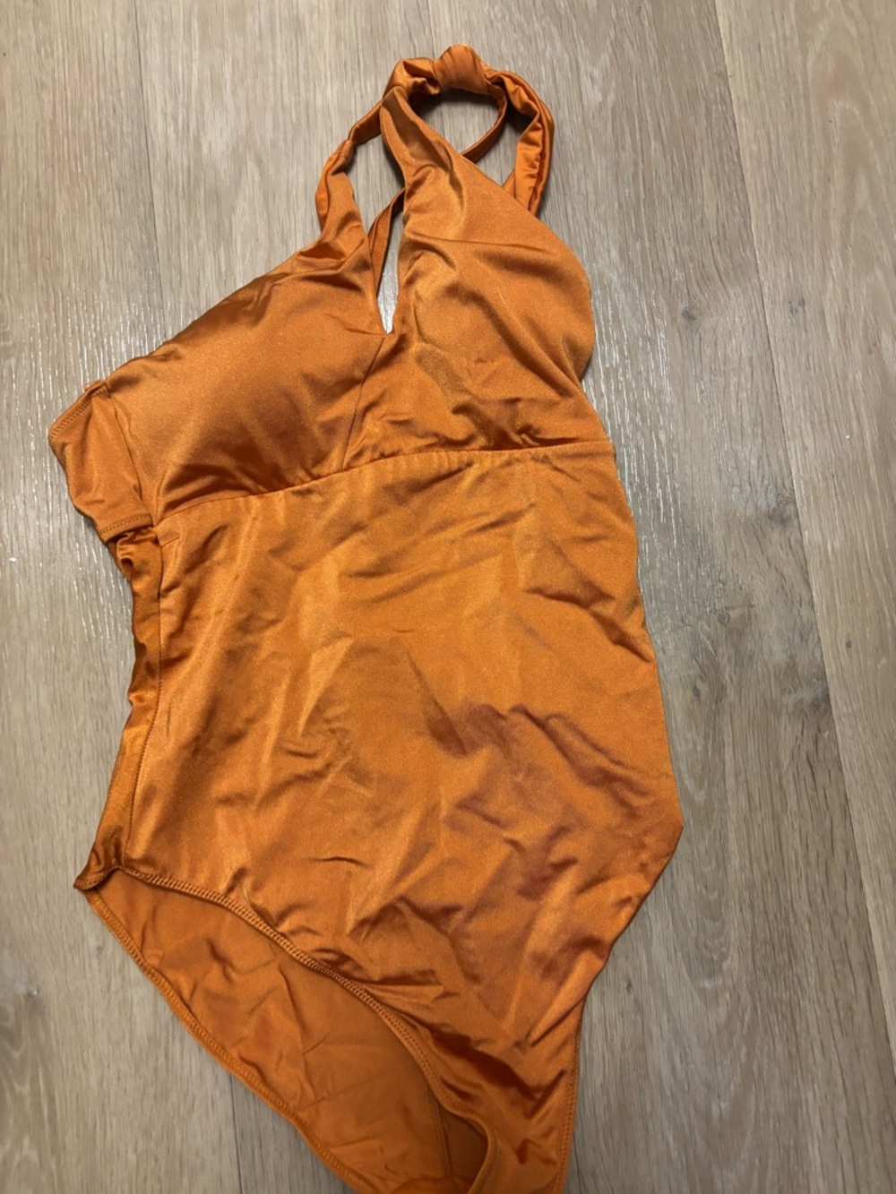 Classic Halter One-Piece Swimsuit in Burnt Orange - Picture 2 of 7